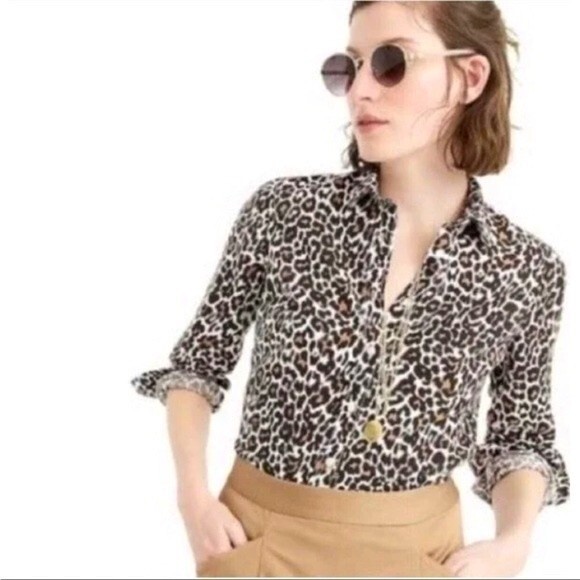 J. Crew Tops - J. Crew Slim Perfect Shirt in Leopard Print 4